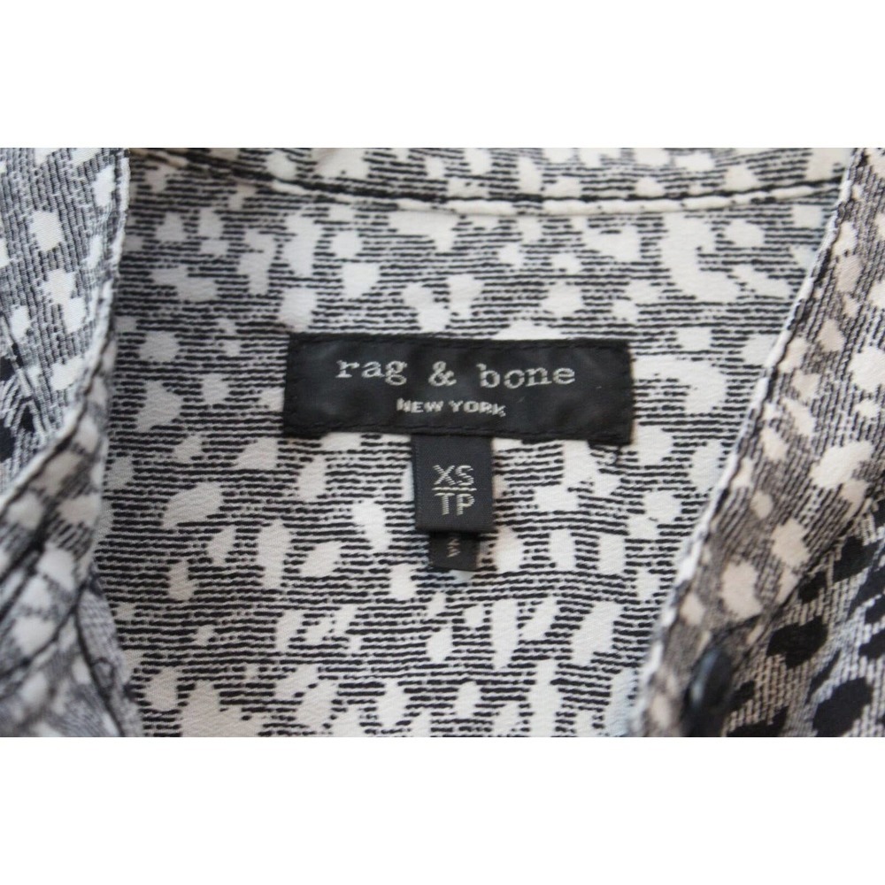 Rag & Bone Christie Silk Top Animal Cheetah Print Button Blouse Gray XS H14190 - Picture 6 of 16